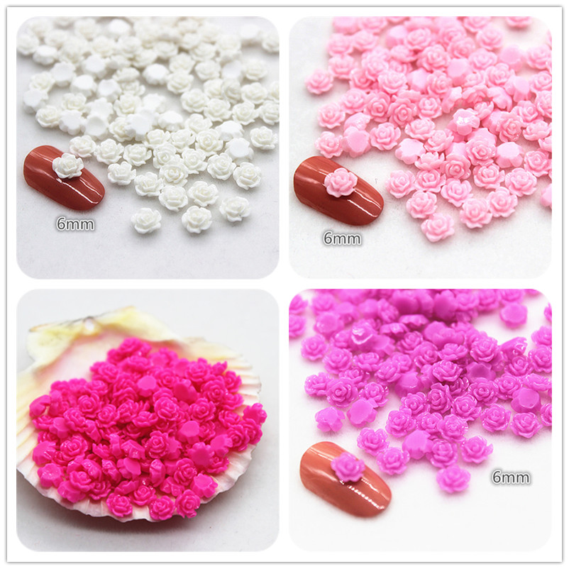 Resin Art Rose - Mini Resina Rose Flor Flatback Cabochão,