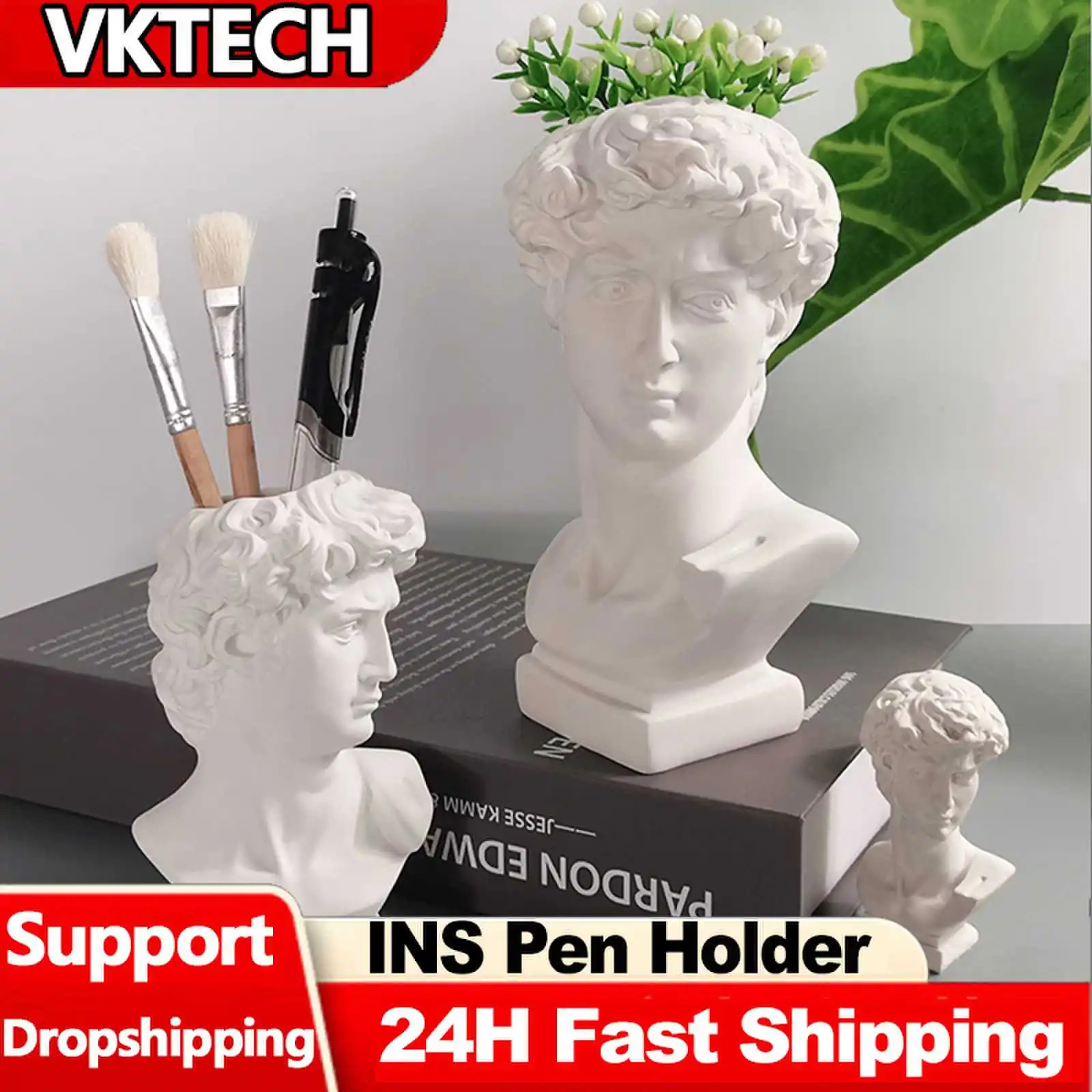 Resin Art Pen - Criativo Estátua Porta-Caneta Escultura, David Resina