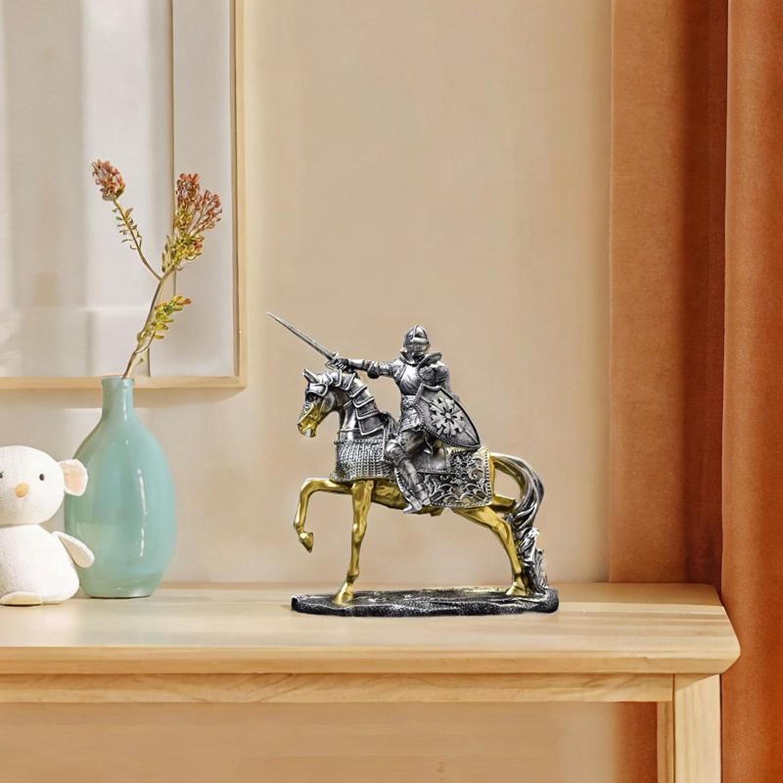 Estátua de cavalo de cavaleiro - Resin Art Table Top avaliação e preço