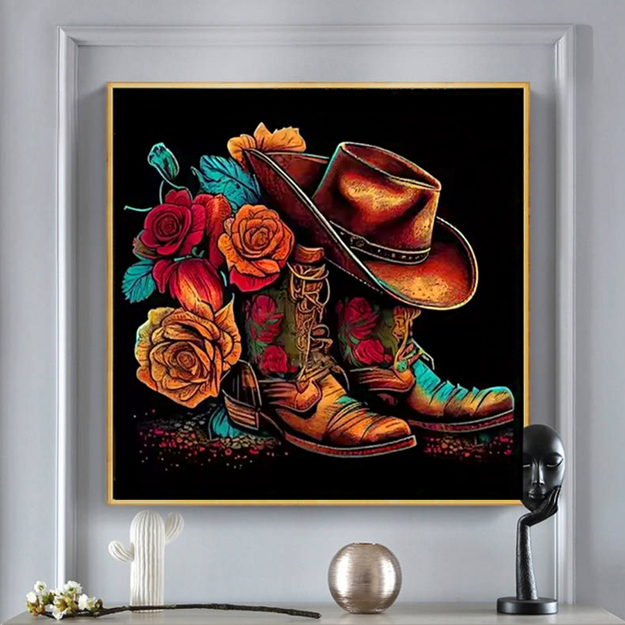 Chapéu de cowboy botas kits de - Resin Art Rose avaliação e preço
