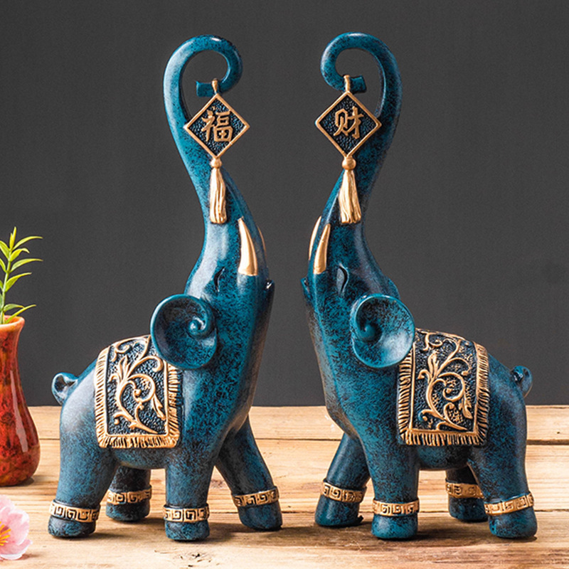 Um Par de Estatuetas de Elefan - Resin Art Gift For Wedding avaliação e preço