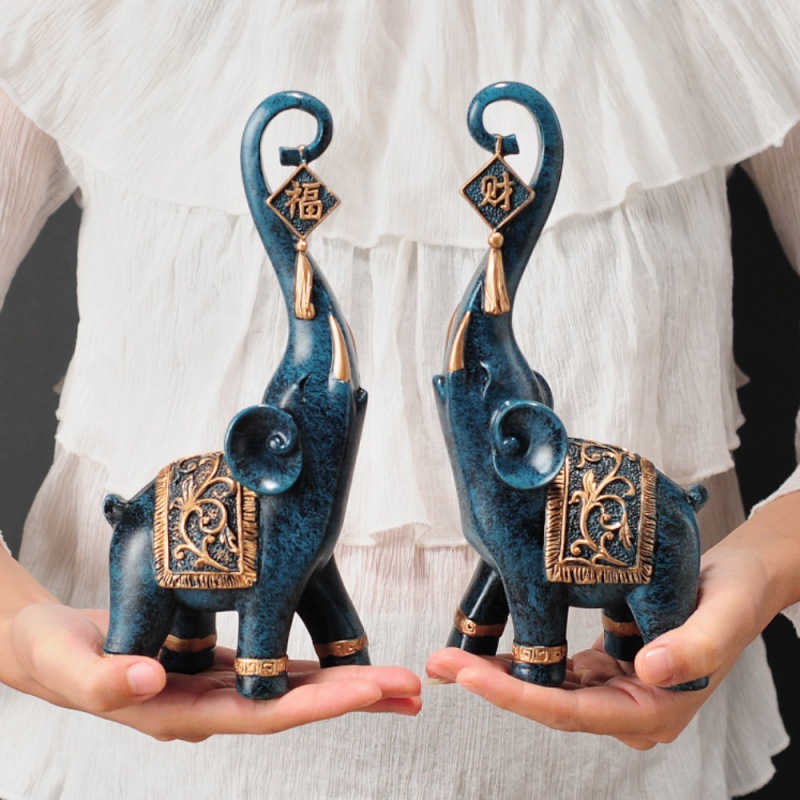 Um Par de Estatuetas de Elefan - Resin Art Gift For Wedding avaliação e preço
