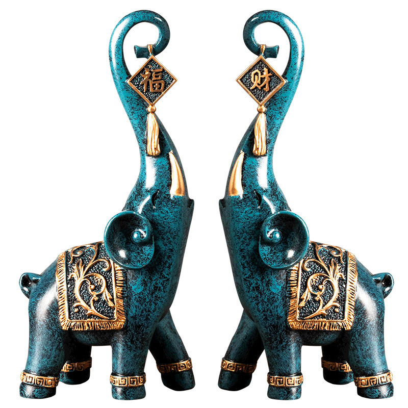 Um Par de Estatuetas de Elefan - Resin Art Gift For Wedding avaliação e preço